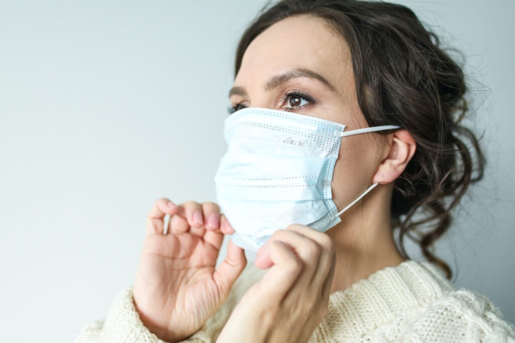 Lady wearing a COVID mask