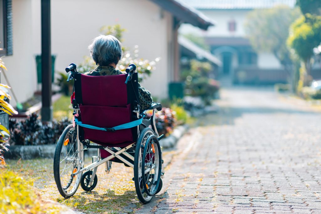 Lady on a wheelchair