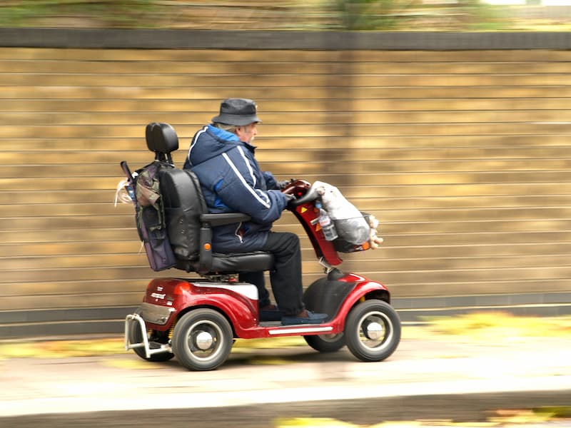 Mobility scooter on a pavement