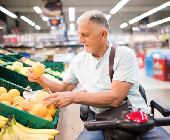 Mobility scooter user in a supermarket